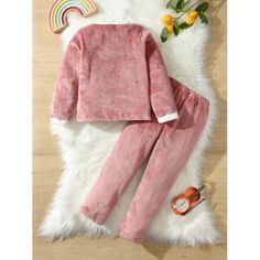 2023 Autumn Winter New Girls' Round Neck Flannel Pajamas Homewear Suit Color  : Brick RedSize  : 1-2Y,3-4Y,4-5Y,5-6Y,7-8YSize guide:,Size guide:1-2Y:Shoulder: 9.4 inch, Bust: 25.6 inch, Length: 14.2 inch, Sleeve length: 13.4 inch, Waist size: 15.8 inch, Hip size: 24.0 inch, Bottom length: 20.7 inch, Recommended height: 29.9-37.0 inch3-4Y:Shoulder: 9.9 inch, Bust: 26.8 inch, Length: 15.4 inch, Sleeve length: 14.6 inch, Waist size: 16.5 inch, Hip size: 25.2 inch, Bottom length: 23.2 inch, Recommen Pink Long Sleeve Christmas Sets, Cozy Winter Sleepover Sets, Cozy Pink Sets For Pajama Party, Winter Solid Color Sleepwear For Bedtime, Solid Winter Sleepwear For Bedtime, Winter Sets With Long Sleeves For Sleepover, Cute Winter Bedtime Sets, Cozy Pink Sets For Sleepover, Pink Sets For Winter Sleepover