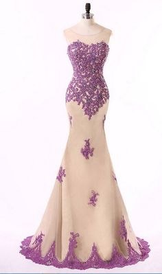 Embellished Purple Evening Dress For Wedding, Lace Mermaid Dress For Wedding And Prom Season, Purple Evening Dress With Sweep Train For Wedding, Purple Sequined Mermaid Dress For Weddings, Fitted Floor-length Purple Wedding Dress, Long Formal Dresses Elegant, Illusion Dress Prom, Mermaid Prom Dresses Long, Sweetheart Evening Dress