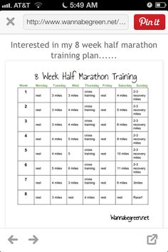 a printable 8 week half marathon training plan for kids with the text,'3 week half marathon training '