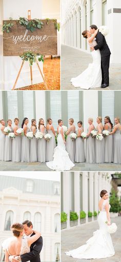 a bride and groom kissing in front of a welcome sign at the end of their wedding day