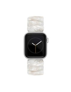 Anne Klein Ivory/Silver-Tone Acetate Expansion Band for Apple Watch® Elegant White Bracelet Strap Watch Bands, Trendy White Bracelet Strap Apple Watch Band, Adjustable White Apple Watch Band, Trendy White Apple Watch Band With Bracelet Strap, Elegant Adjustable White Watch Bands, Elegant White Adjustable Watch Bands, Apple Watch Bracelet Stack, Apple Watch Bands Aesthetic, Apple Watch Bracelet Band