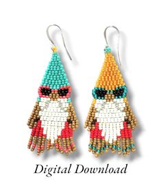 the beaded earrings are designed to look like an elf