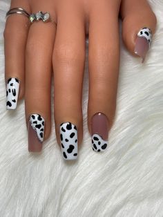 Nude nails with hand painted cow print nail art. Need help sizing your nails? See sizing instructions on my Home Page. Message, text or Email if you have questions. Customizations are available. NewNailz@yahoo.com Cow Print Nail Art, Cow Print Design, Print Nail Art, Country Nails