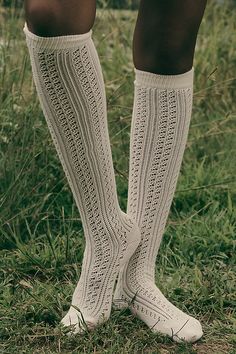 Cotton, polyester, nylon Imported | Pointelle Knee-High Socks by Anthropologie in White, Women's, Polyester/Cotton/Nylon Spring One-size Knee-high Socks, Thigh High Sock, Tall Socks, Trouser Socks, Knee Socks, Knee High Socks, White Sock, High Socks, Thigh Highs