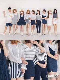 Stripes Blue Ootd, Korean Ootd, Korean Clothing, Korean Fashion Trends, Ulzzang Fashion, Korea Fashion, Fashion Korean, Korean Street Fashion, Korean Outfits