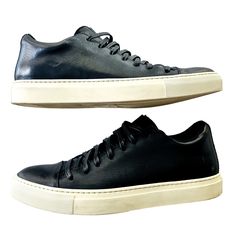 John Varvatos Reed Sneaker Men's Size 9 Fashion Trainer Black Leather Casual Size-9 Color-Black Fabric-Leather Upper Key Features-Lace Up, Comfort Insole Sole Material-Rubber Made In-Italy Style #-F2754t1 Condition Rating-8.5/10, Gently Worn Original Retail-$375 Very Clean, No Blemishes To Note. All Purchases Ship Same Day If Ordered By 2pm Est, Or Within 24 Hours. All Offers Considered & Answered Quickly. No Trades. I List On All Apps & Locally So Items Sell Fast-Get It Before Someone Else Does! Ask Me Any Further Questions You May Have, I Aim To Please! Black Leather Shoes With Stitched Sole For Streetwear, Black Low-top Leather Shoes With Rubber Sole, Black High-top Leather Shoes With Textured Sole, Low-top Leather Shoes With Stitched Sole For Streetwear, Black Leather Sole Sneakers For Business, Black Business Sneakers With Leather Sole, Casual Leather Shoes With Cap Toe And Leather Sole, Black Plain Toe Sneakers With Leather Sole, Black Casual Custom Sneakers For Business