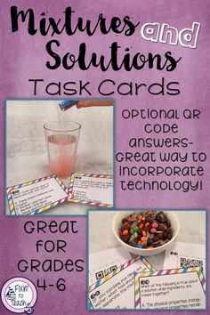 a purple poster with pictures and instructions on how to use the mixtures in science