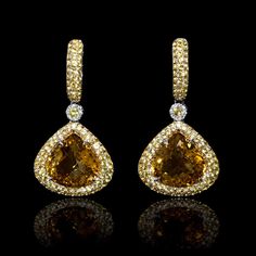 18K WHITE GOLD DIAMOND, YELLOW SAPPHIRE & CITRINE DANGLE EARRINGS in Jewelry & Watches, Fine Jewelry, Fine Earrings | eBay Yellow Sapphire Earrings, Body Decor, Custom Diamond Rings, Earring Styles, Gold Diamond Studs, Diamonds Jewelry, Gold Dangle Earrings, Jewelry Bracelets Gold, Long Dangle Earrings