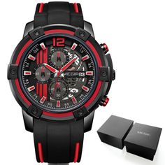 Color: 2097-Red-Box Red Clothing, Calendar Time, Mens Sport Watches, Sport Touring, Mens Watches Black, Soft Red, Hand Model, Silicon Bands, Black Box