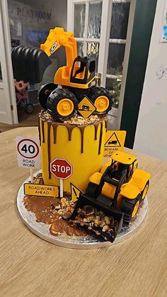 a cake made to look like a construction vehicle