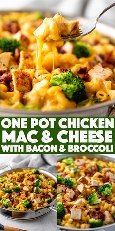 one pot chicken macaroni and cheese with bacon and broccoli