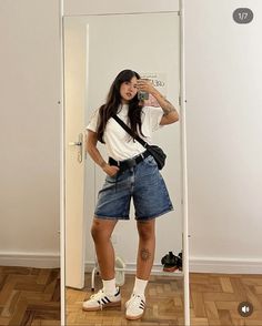 Plus Size Jorts, Outfits Jorts, Plus Size Aesthetic Outfits, Outfit Inspo School, Summer Jorts, Jorts Outfit, Sneakers Trendy, Classy Summer Outfits, Comfy Casual Outfits