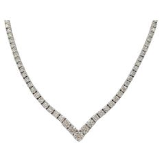 Beautiful good quality white diamond rounds handmade in 14k white gold. This design is a unique take on a classic piece. Easy to wear with anything, stacked or on it's own. Length is 16". Diamond Tennis Necklace, Tennis Necklace, V Shape, White Diamond, Diamond White, Chains Necklace, Round Diamonds, Jewelry Necklaces, White Gold