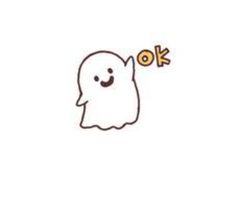 a white ghost with an ok sign in its mouth