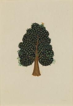 a drawing of a tree with green leaves