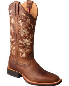 Ariat Rich Brown Round Up Remuda Cowgirl Boots - Square Toe - Country Outfitter Country Shoes Boots, Cowgirl Boots Square Toe, Cute Cowgirl Boots, Classic Black Boots, Country Shoes, Womens Cowgirl Boots, Bridal Boots, Twisted X Boots, Floral Boots