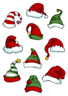 christmas hats with different colors and designs