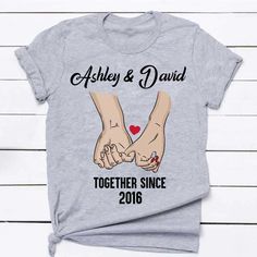 Couple Together Since Personalized Shirt - Trending Custom Anniversary Graphic Print Crew Neck Shirt, Anniversary Crew Neck Shirt With Graphic Print, Gifts For Valentines, Couple Together, Camping With Cats, Light Pink Hoodie, Light Blue Hoodie, Bird Clothing, Crochet T Shirts