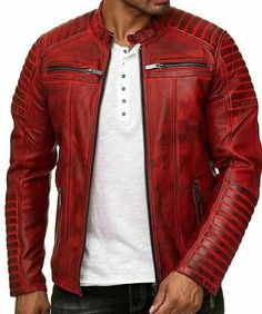 <Strong>Jacket+Description</Strong><br/> <Ol> <li><strong>Material:</strong>+Real+Leather</li><br/> <li><strong>Inner+Shell:</strong>+Soft+polyester+lining+inside</li><br/> <li><strong>Closure:</strong>++Original+YKK+Zipper</li><br/> <li><strong>Pockets:</strong>+Multi+Outside+and+two+inside... Cafe Racer Leather Jacket, Biker Look, Vintage Cafe Racer, Cafe Racer Jacket, Leather Store, Racer Jacket, Real Leather Jacket, Custom Jacket, Mens Black Leather