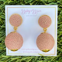 Our Raffia Pom Pom Collection is classic and timeless, giving a subtle statement look to pair with rich patterned clothing. We designed these earrings to be in every woman's jewelry collection. Post-Back Closure Nickel-free Material: Raffia, Brass Gold Matte finish. Lightweight Elegant Woven Earrings For Spring, Elegant Woven Earrings For Party, Chic Beige Earrings For Spring, Rose Earrings, Earrings Collection, Matte Gold, Clothing Patterns, Pom Pom, Lanterns