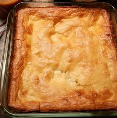 a casserole in a glass dish on a table