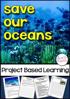 an ocean scene with text that reads save our oceans project based learning