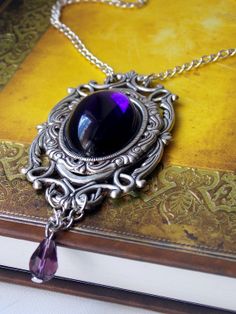 Romantic medieval gothic necklace amethyst by SweetAsylumShop, €16.10 Gothic Purple Necklace For Party, Gothic Purple Metal Jewelry, Romantic Medieval, Victorian Hallmarked Purple Necklace, Gothic Baroque, Ornate Purple Gemstone Necklaces, Baroque Necklace, Amethyst Stone Necklace, Gothic Amethyst Necklace