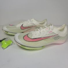 Up For Grabs Are The Mens Nike Air Zoom Victory Track & Field Shoes Sail Pink Cd4385-101. Brand New Without Box And Never Worn. Thanks White Sneakers With Laces For Sports, White Sneakers With Laces For Sports Events, Cushioned Round Toe Running Shoes For Sports Events, White Training Sneakers With Rubber Sole, White Sports Running Shoes, White Running Shoes For Sports, White High-top Running Shoes For Sports Events, Sporty Running Shoes With Perforations And Round Toe, White Lace-up Running Shoes For Sports Events