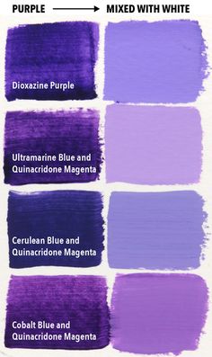 the different shades of purple paint