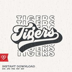 the tiger's tigers logo is shown in black and white, with red lettering