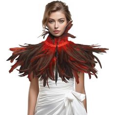 Include Set: 1pcs Feather Cosplay Feathers Boa Wings Victorian Costumes. Feather Capes Collar Is 100% Handmade With Dyed Rooster Cocktail Feathers. The Feather (Not Include Choker) Size Is Approximately(37-42)Cm/ (14.5-16.5) Inches Inches Long,Choker Feather Size Is Approximately (14-16) Cm/ (5.5-6.2) Inches Long. It's A Very Comfortable Fit When Worn Around The Neck Or Shoulder;Adjustable Black Satin Ribbons Tie In Front Of The Feather, Easy To Wear, Make You Looks Very Fashion And Elegant ; Lu Cosplay Feathers, Feather Cosplay, Halloween Collar, Crow Feather, Feather Cape, Maleficent Costume, Victorian Costume, Halloween Masquerade, Satin Ribbons