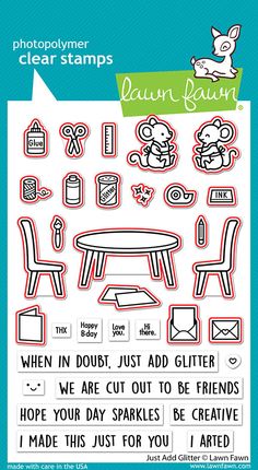 the clear stamps set features an assortment of furniture and accessories, including a table with chairs