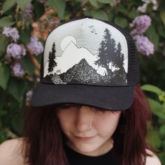 Wear your own five star view with you wherever you go. Our five star view outdoor camping scene is screen printed onto the front of this light cream hat with black mesh and adjustable snapback. Flannel Jacket Women's, Colorado Hat, Cream Hat, Colorado Shirt, Camping Scene, Star View, Long Tee Shirts, Hooded Cowl, Kids Beanies