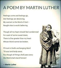 a poem by martin luther with an image of a man standing in front of him