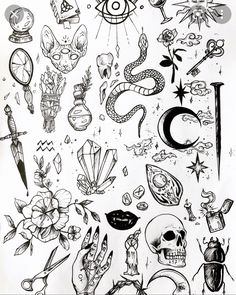 a bunch of different tattoos on a white background