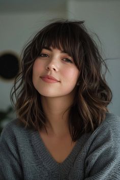 Choppy Long Bob With Bangs, Shoulder Length Dark Hair With Bangs, Choppy Fringe Bangs, Bangs With Long Bob, Shaggy Bob With Fringe, Shaggy Bob Bangs, Medium Layered Bob With Bangs, Medium Cut With Bangs, Short Hair With Fringe Bangs