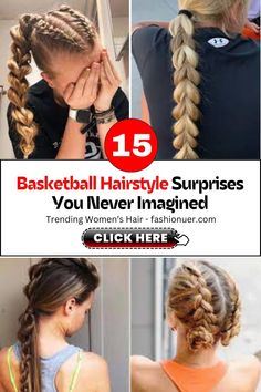 Elevate your game day look with 15 surprising basketball hairstyles From courtside to everyday style, these hair ideas will leave you in awe. #BasketballHairstyles #SportsStyle #AthleteHair #HairInspiration #GameDayLook Hair For Basketball Games, Dutch Braid Hairstyles For Sports, Game Day Hairstyles Basketball, Easy Game Day Hairstyles, Field Day Hairstyles, Game Day Hairstyles Volleyball, Cute Basketball Hairstyles, Race Hairstyles, Game Day Hairstyles