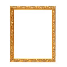 an ornate gold frame on a white background