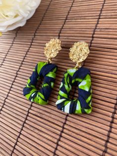 Blue African Print, Handmade African, Luxury Earrings, Printed Jewelry, Kitenge, Tassel Jewelry