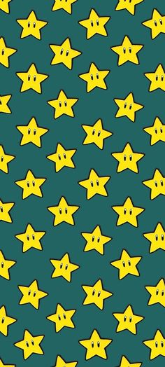 many yellow stars on a green background