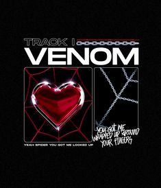 the cover art for track i venom, which features a red heart and barbed wire