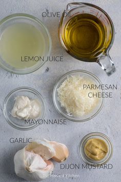 the ingredients to make this recipe include garlic, lemon juice, parmesan cheese and mayonnaise