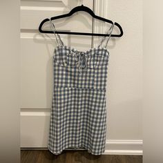 Nwot Boutique Dress - Blue & White Gingham Spaghetti Straps With Sweetheart Neckline And Tie Detail Size: Small Condition: Nwot - Never Been Worn. Quick Shipping From Tennessee Blue Mini-length Plaid Dress For Spring, Blue Plaid Mini Dress For Spring, Blue Mini Length Plaid Dress For Spring, Blue Plaid Mini Dress For Picnic, Blue Plaid Dress For Summer Brunch, Casual Blue Plaid Mini Dress, Fitted Blue Plaid Casual Dress, Blue And White Gingham, Boutique Dress