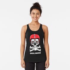 Get my art printed on awesome products. Support me at Redbubble #RBandME: https://www.redbubble.com/i/tank-top/A-Skull-with-Motorcycle-Helmets-Skull-Maker-by-Cultradesign/52142347.IXNXQ?asc=u Racerback Tank Top, Racerback Tank, Tank Top, Tank Tops, Women's Top