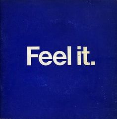 the words feel it are written in white on a blue background