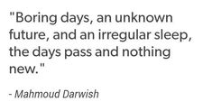 a quote about boring days, an unknown future, and an irregular sleep, the days pass and nothing new