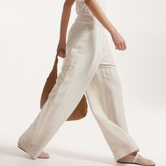 Women H&M Linen Wide Leg Pants Nwt Sz 12 00n H&m Wide-leg Workwear Pants, H&m Relaxed Fit Bottoms For Summer, Neutral Bottoms For Daywear, High Waist Neutral Pants For Summer, H&m High Waist Beige Bottoms, H&m Wide Leg Pants For Spring, H&m Wide Leg Spring Pants, H&m Wide-leg Pants For Spring, H&m Beige Bottoms For Spring