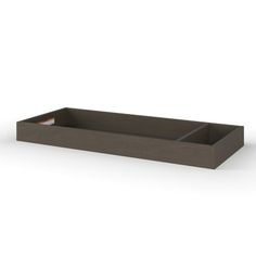 a gray tray with two compartments on it