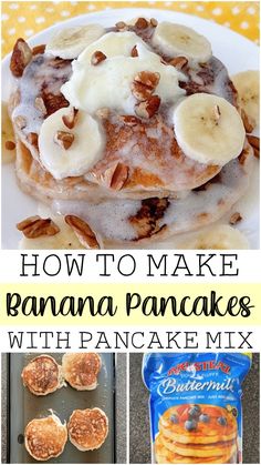 how to make banana pancakes with pancake mix in the kitchen and on the table