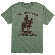 Cowboy up with this men's Yellowstone tee. Cowboy up with this men's Yellowstone tee. Crewneck Short sleevesFABRIC & CARE Cotton, polyester Machine wash Imported Size: XL. Color: Green. Gender: male. Age Group: adult. Pattern: Graphic. Material: Cotton Blend. Yellowstone Tshirt Ideas, Dutton Yellowstone Shirt, Rip Yellowstone Shirt, Yellowstone Apparel, Dutton Ranch Tshirt, Yellowstone Dutton Ranch, Ranch Horse, Dutton Ranch, Horse T Shirts